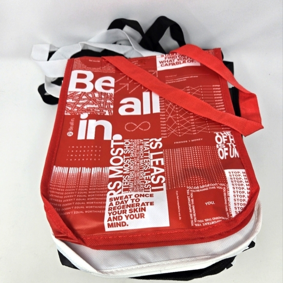 LULULEMON PREOWNED SHOPPING BAG BUNDLE OF 10 SMALL REUSABLE BAGS RED WHITE BLACK - Picture 1 of 12